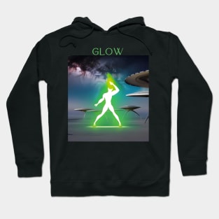 "Glowing Alien Groove - Cosmic Dance Tee, Vibrant Space Galaxy T-shirt, 'Glow' with Extraterrestrial Vibes, Aesthetic Extraterrestrial Shirt" Hoodie